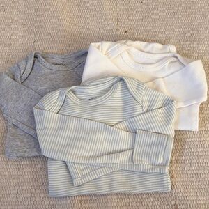 Kids Long Sleeve Shirt Set - Gray, White and Green stripes